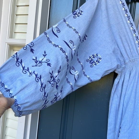 Misa Los Angeles Chantal Embroidered Cotton Chambray India Maxi Dress Small - Picture 5 of 16